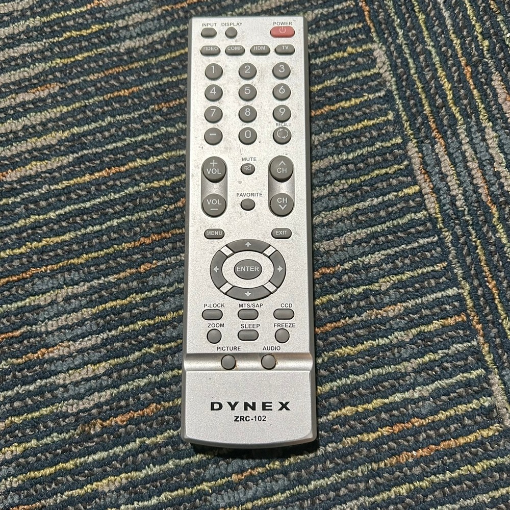 Dynex Remote Control ZRC-102 Silver TV Replacement Menu HDMI OEM Orignal